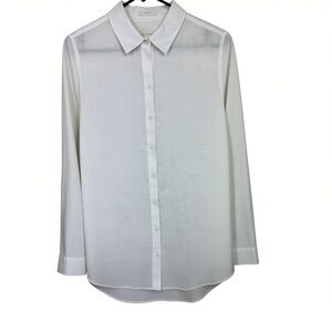Chico's No Iron 2 Size M 100% Linen Long Sleeve Shirt White